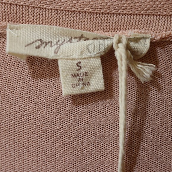 Mystree Pale Pink Cardigan Sweater NWT Small Italian Knit Button Front Style - Picture 7 of 8